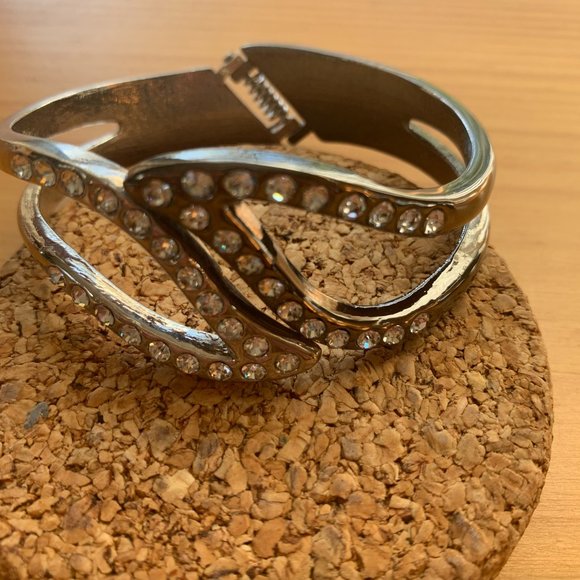 Rhinestone & Faux Silver Bracelet - Picture 12 of 12